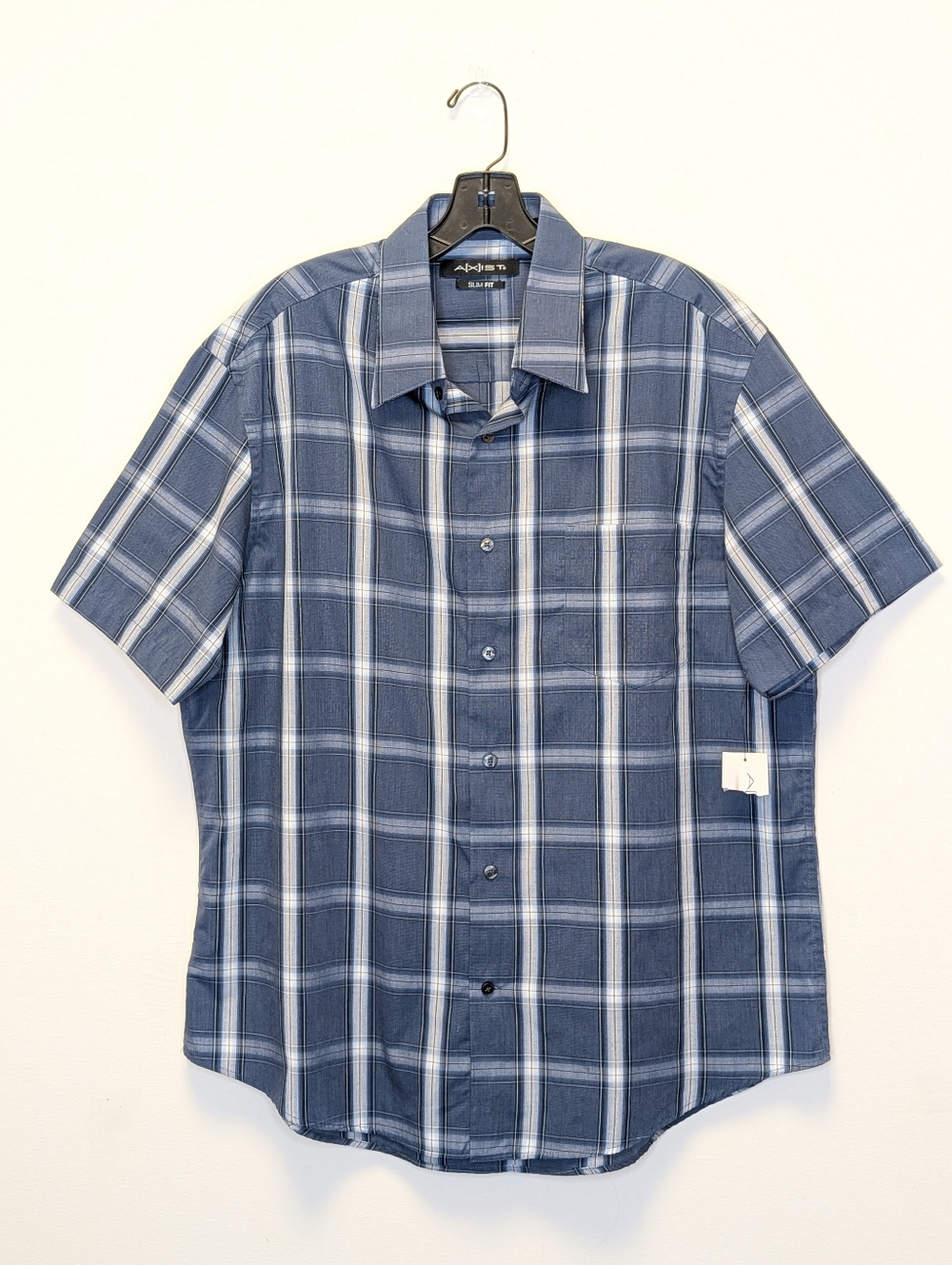 Axist Slim Fit Plaid Button Down Shirt XL Blue Short Sleeve Casual NWT - Picture 7 of 10